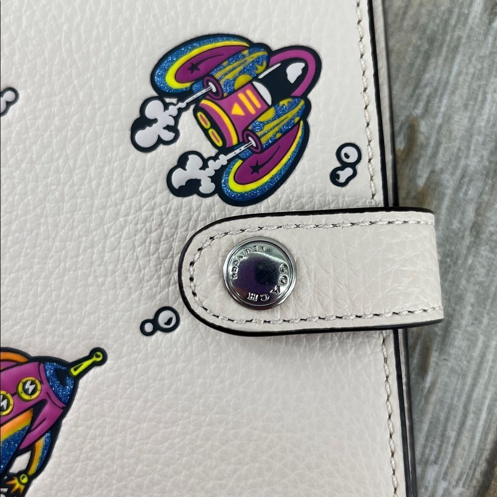Coach Notebook In Pebbled Leather With Rocket Ship Print - Picture 2 of 7